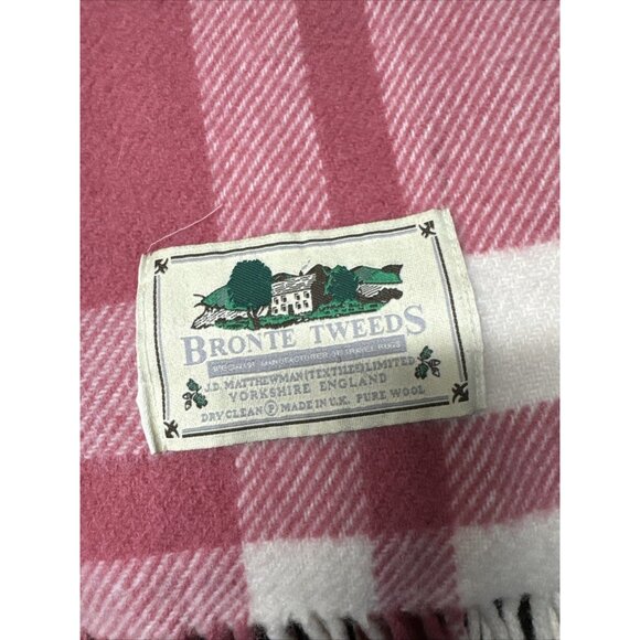Vintage Bronte Tweeds All Wool Purple Red Pink Plaid Blanket Throw 55X65 - Picture 6 of 9